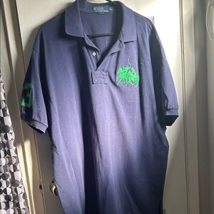 Polo by Ralph Lauren Men's Polo Shirt in Navy with Green Embroidery